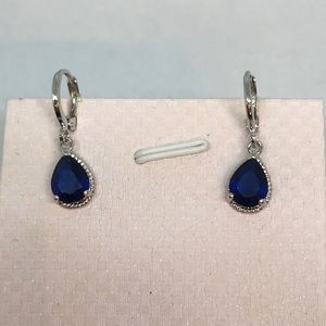 Tear drop blue cz earrings